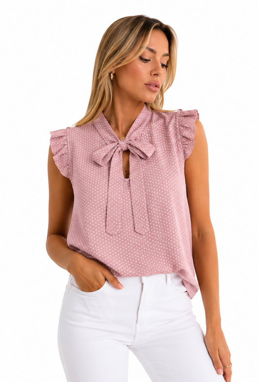 BIANCA-BLUSA DE LUNARES CON VOLANTES