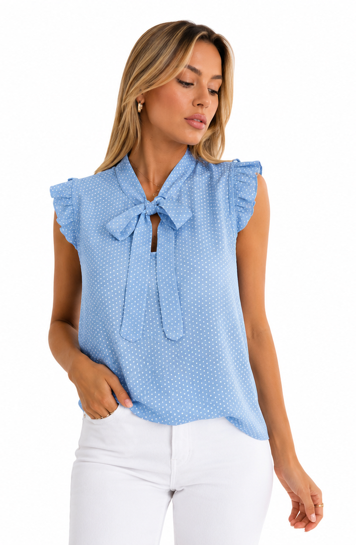 BIANCA-BLUSA DE LUNARES CON VOLANTES