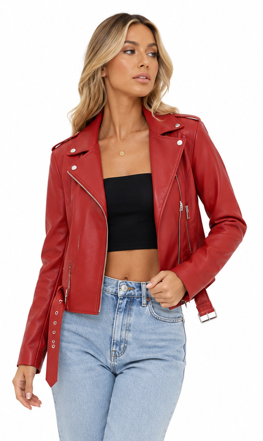 NATALIA-CHAQUETA DE REMACHES DE CUERO SUAVE