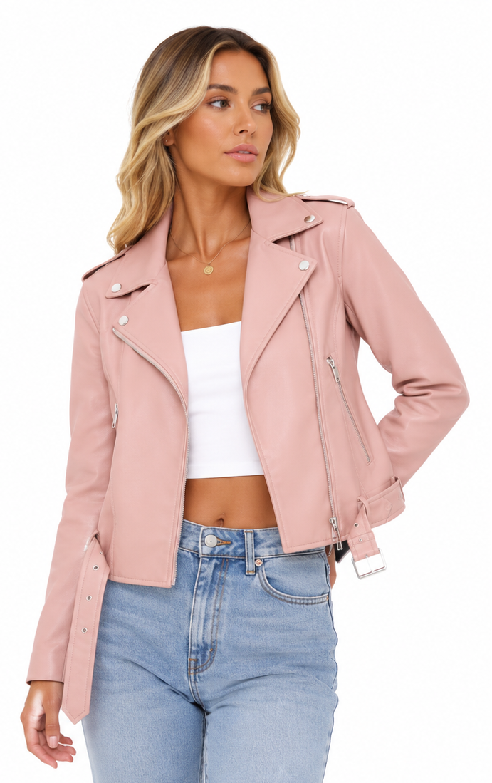 NATALIA-CHAQUETA DE REMACHES DE CUERO SUAVE